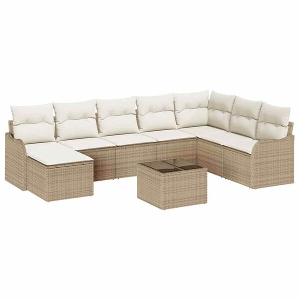 vidaXL Gartensofa-set Beige Poly-Rattan
