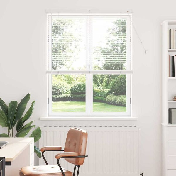vidaXL Fensterjalousie mit Vorh&auml;ngen Wei&szlig; Aluminium