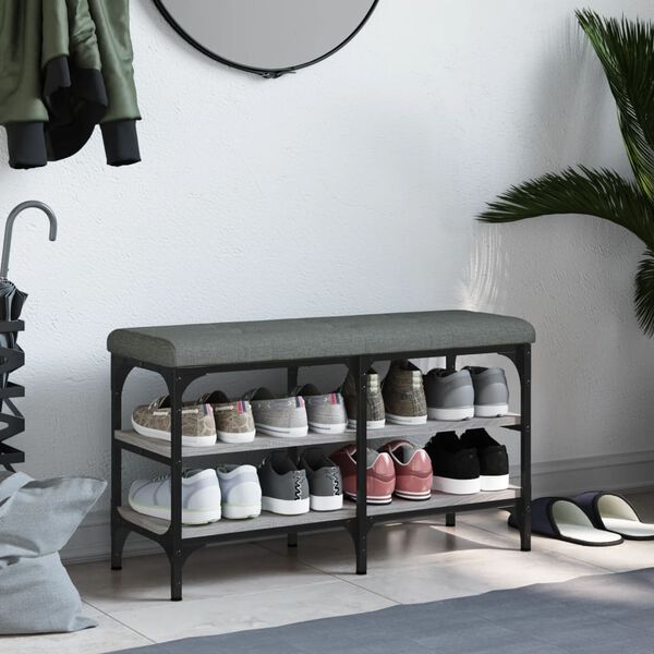 vidaXL Schuhbank Grau Sonoma 82x32x47 cm Holzwerkstoff