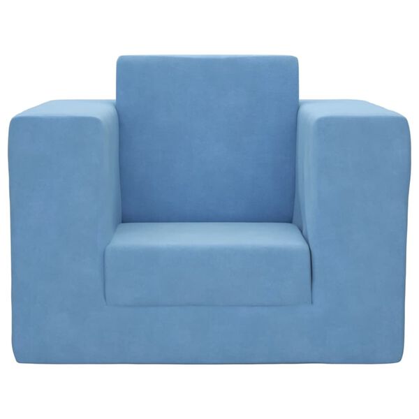 vidaXL Schlafsofa f&uuml;r Kinder Blau Weicher Pl&uuml;sch