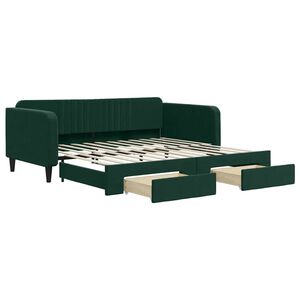 vidaXL Tagesbett Ausziehbar mit Schubladen Dunkelgr&uuml;n 100x200 cm Samt