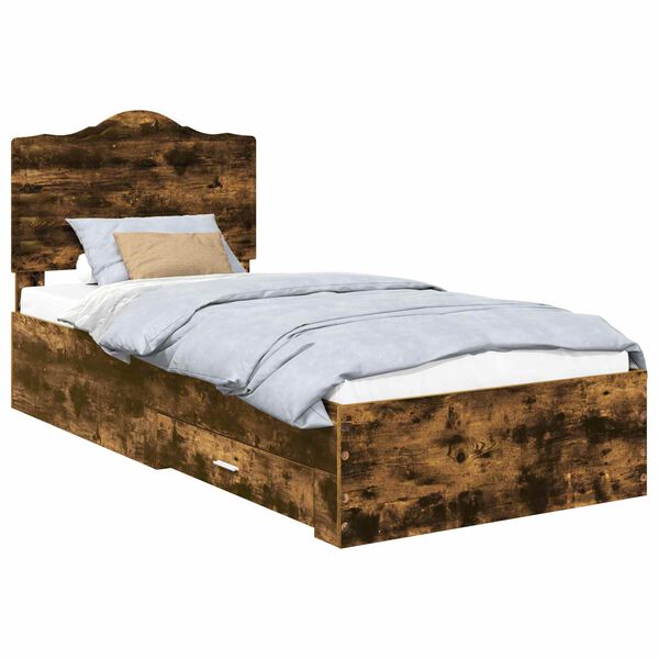 vidaXL Bettrahmen Ger&auml;ucherte Eiche 90 x 200 cm Holzwerkstoff