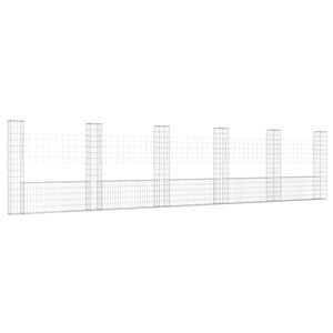 vidaXL Gabionenkorb U-Form mit 6 S&auml;ulen Eisen 620x20x150 cm