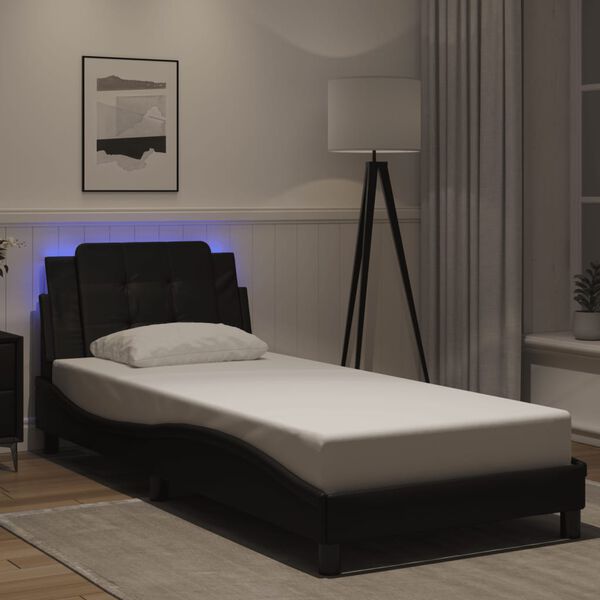 vidaXL Bettgestell mit LED ohne Matratze "Zadar" Schwarz 100x203 cm