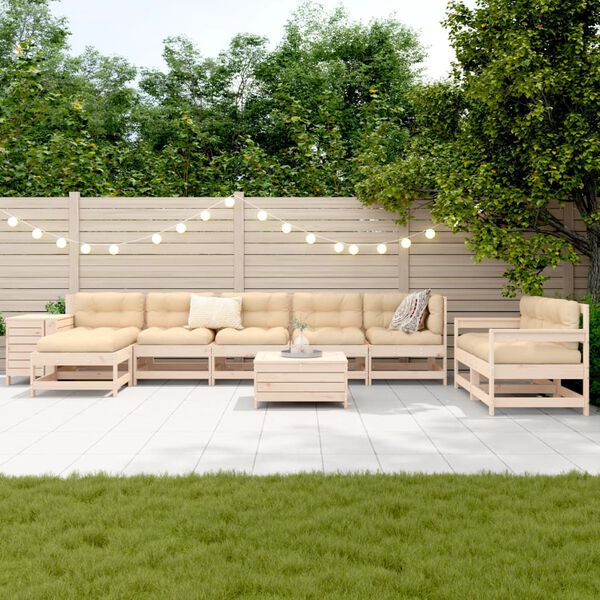 vidaXL 10-tlg. Garten-Sofagarnitur Massivholz Kiefer
