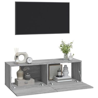 vidaXL TV-Wandschränke 2 Stk. Grau Sonoma 100x30x30 cm Holzwerkstoff