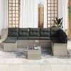 vidaXL Garten-Sofa-Set mit Kissen mit Speicher 9 pcs Grau Poly Rattan