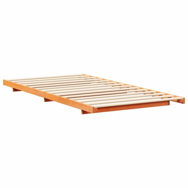vidaXL Bodenbettgestell Wachsbraun 100 x 210 cm Massivholz Kiefer