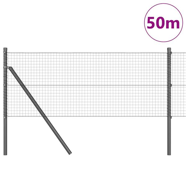 vidaXL Zaunpfosten Grau 50 x 0,6 m (25 x 25 mm Maschen) Stahl und PVC