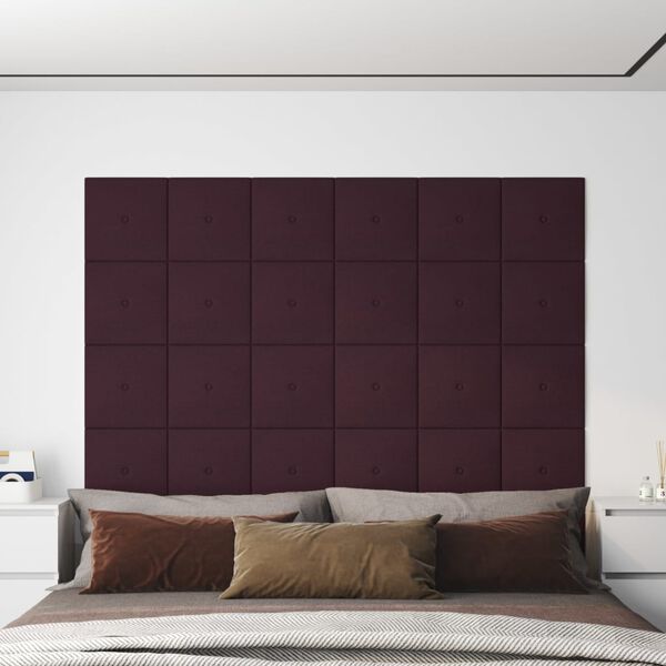 vidaXL Wandpaneele 12 Stk. Lila 30x30 cm Stoff 1,08 m&sup2;