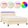 vidaXL Boxspringbett mit Matratze & LED Creme 140x190 cm Stoff
