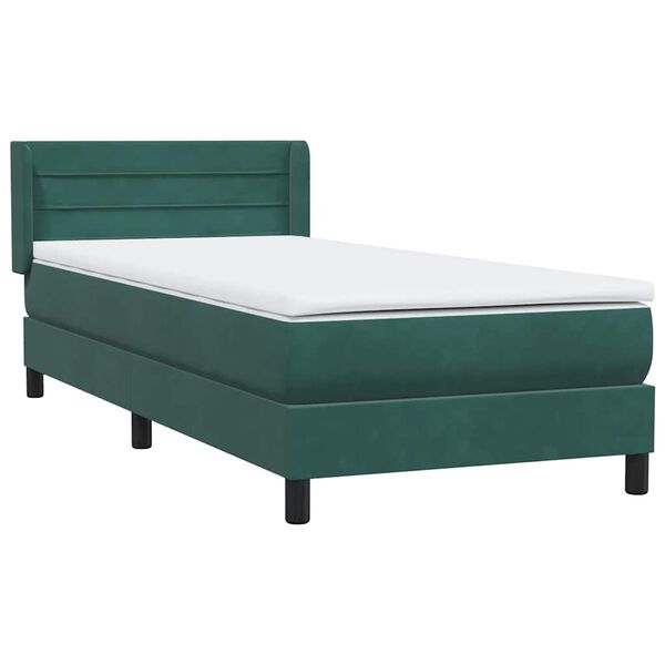 vidaXL Boxspringbett mit Matratze Dunkelgr&uuml;n 100x210 cm Samt