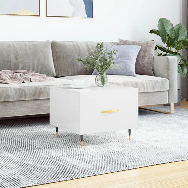 vidaXL Couchtisch Hochglanz-Wei&szlig; 50x50x40 cm Holzwerkstoff