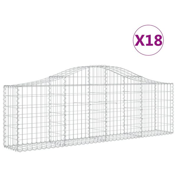 vidaXL Gabionen mit Hochbogen 18 Stk. 200x30x60/80 cm Verzinktes Eisen