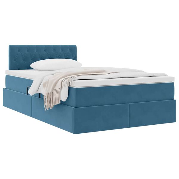 vidaXL Aufbewahrungsbett mit Matratze Blau 120 x 190 cm Samt