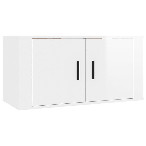 vidaXL 2-tlg. TV-Schrank-Set Hochglanz-Wei&szlig; Holzwerkstoff