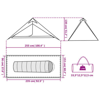 vidaXL Tipi-Campingzelt 1 Person Blau Wasserdicht