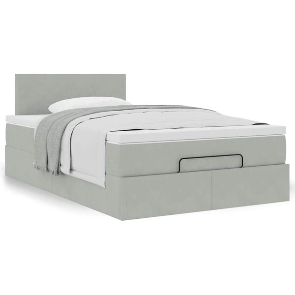 vidaXL Ottoman-Bett mit Matratze Hellgrau 120x200 cm Samt