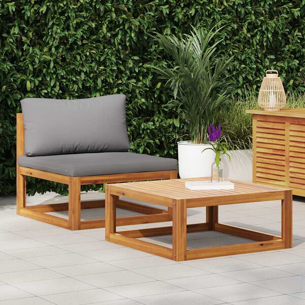 vidaXL 2-tlg. Garten-Sofagarnitur mit Auflage Massivholz Akazie