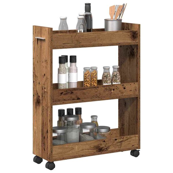 vidaXL Schrank Mit Rad Altholz 60 x 22 x 79 cm