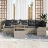 vidaXL Sofa Set mit Kissen 7 pcs Hellgrau Poly Rattan