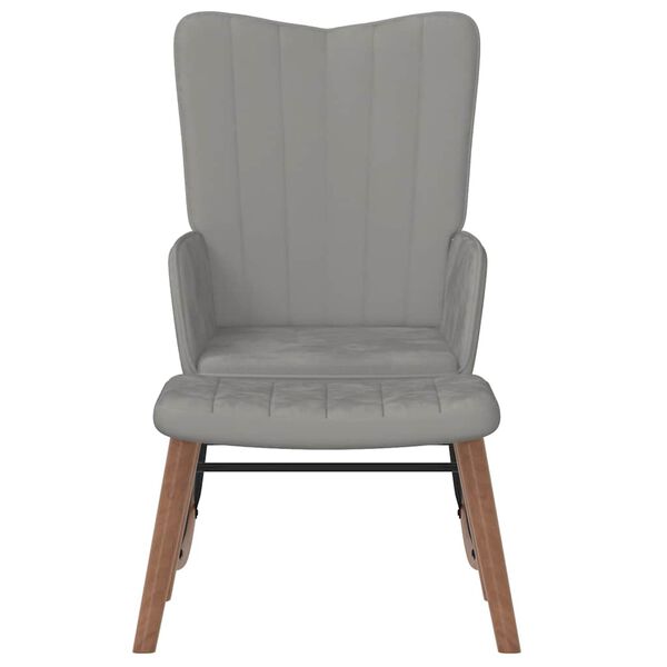 vidaXL Schaukelsessel mit Hocker Hellgrau Samt