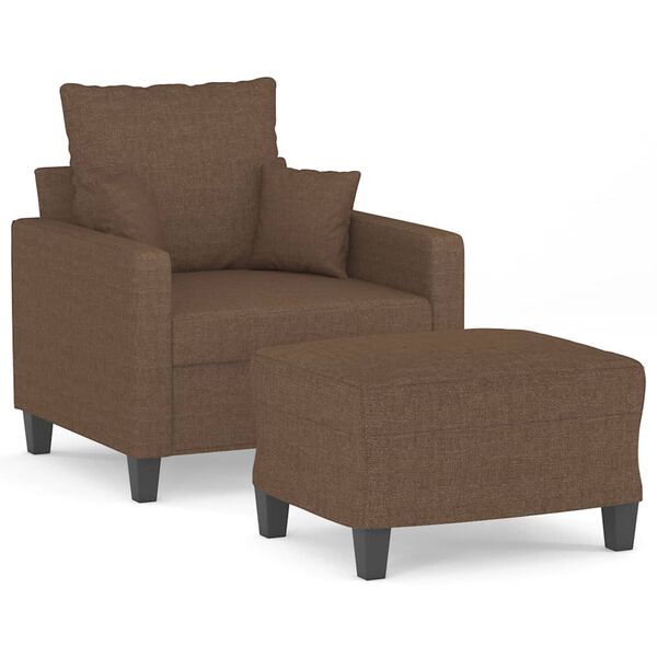 vidaXL Sessel mit Hocker Braun 60 cm Stoff