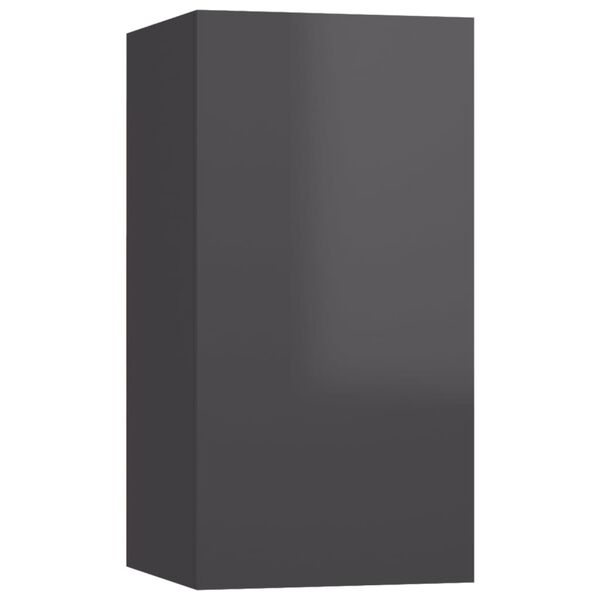 vidaXL 4-tlg. TV-Schrank-Set Hochglanz-Grau Holzwerkstoff