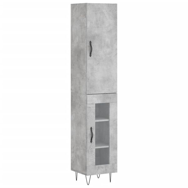 vidaXL Highboard Betongrau 34,5x34x180 cm Holzwerkstoff
