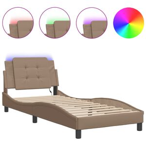 vidaXL Bettgestell mit LED ohne Matratze "Zadar" Cappuccino-Braun 90x200 cm