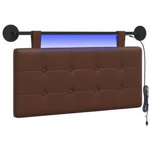 vidaXL H&auml;ngendes Kopfteil Mit LED Licht Braun Kunstleder