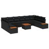 vidaXL Gartensofa-set mit Kissen 10 pcs Schwarz Polyrattan