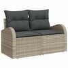 vidaXL Garten-Sofa-Set mit Kissen 7 pcs Hellgrau Poly Rattan