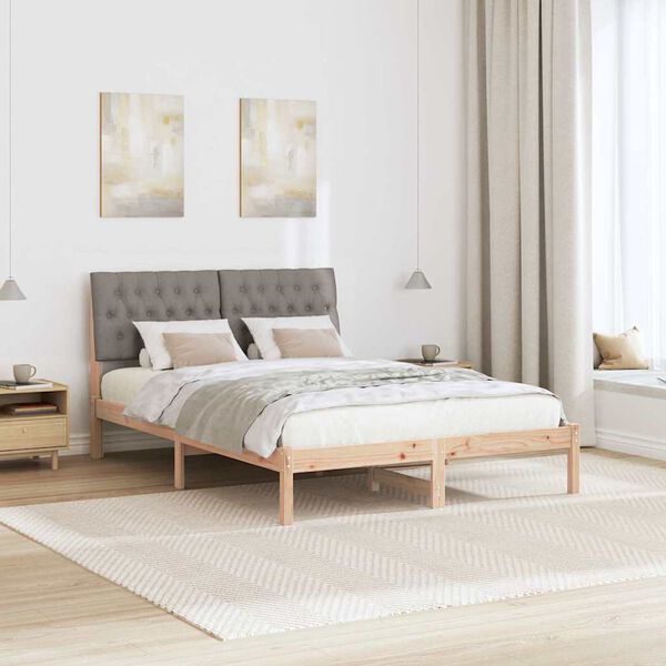 vidaXL Bettgestell mit gepolstertem Kopfteil Braun 160 x 200 cm