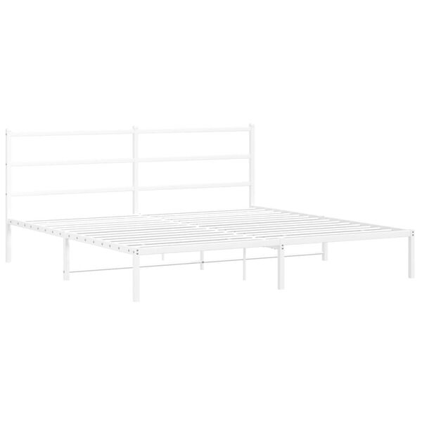 vidaXL Bettgestell mit Kopfteil Metall Wei&szlig; 180x200 cm