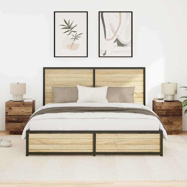 vidaXL Nachttisch 2 pcs Altholz 45 x 40 x 55 cm Holzwerkstoff