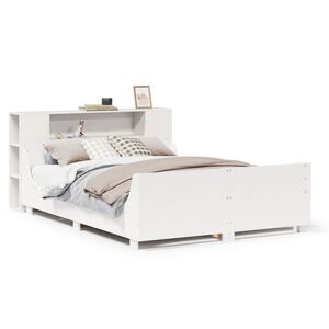 vidaXL Massivholzbett ohne Matratze Wei&szlig; 140x190 cm Kiefernholz