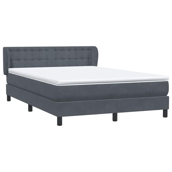 vidaXL Boxspringbett mit Matratze Dunkelgrau 160x220 cm Samt