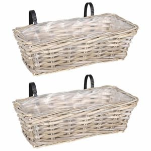 vidaXL H&auml;ngender Blumentopf Korb 2 pcs Grau 48 x 22 x 15 cm