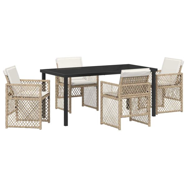 vidaXL Garten Essgruppe 5 pcs Beige Poly-Rattan