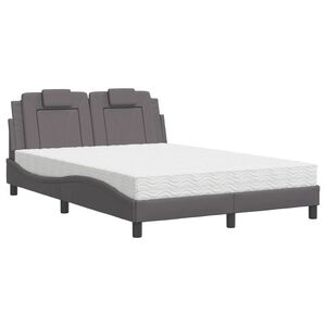 vidaXL Bett "Viana" mit Matratze Grau 140x200 cm Kunstleder