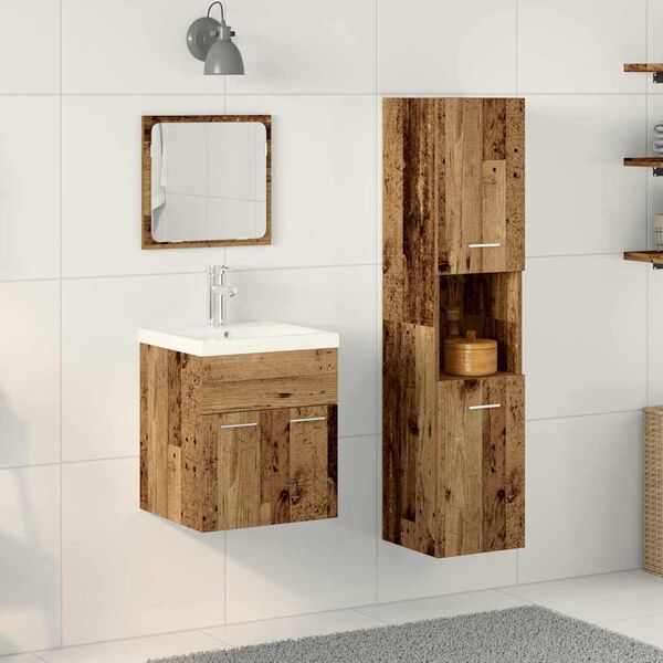 vidaXL Badezimmerm&ouml;bel-Set mit Schubladen 4 pcs Altholz Holzwerkstoff
