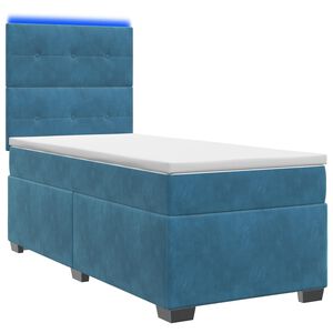vidaXL Boxspringbett mit Matratze mit Kopfteil Blau 80 x 200 cm Samt