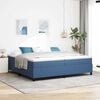 vidaXL Boxspringbett Blau und Wei&szlig; 200 x 200 cm Cordstoff