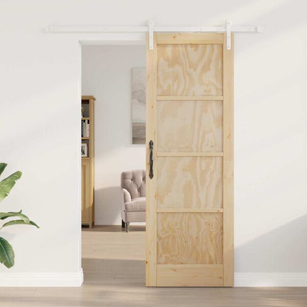 vidaXL Schiebet&uuml;r Braun 73,5 x 211 cm Massives Kiefernholz