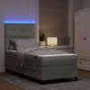 vidaXL LED Boxspringbett mit Matratze Hellgrau 90 x 200 cm Samt