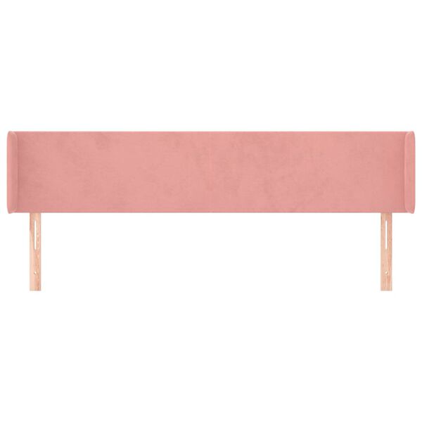 vidaXL Kopfteil mit Ohren Rosa 203x16x78/88 cm Samt