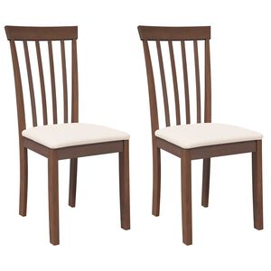 vidaXL Esszimmerst&uuml;hle mit Kissen 2 Stk. Braun Massivholz Gummibaum