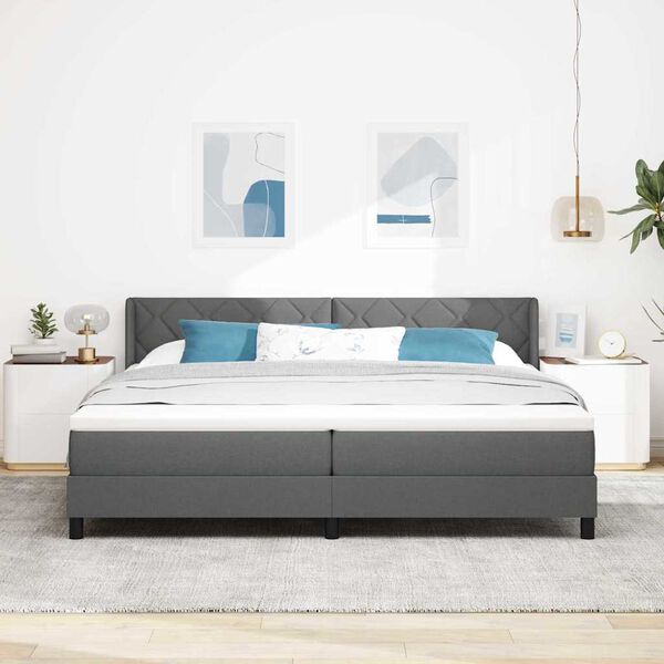 vidaXL Boxspringbett mit Matratze mit Matratze Dunkelgrau 200 x 200 cm