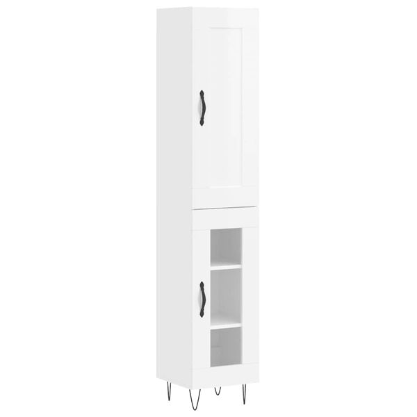 vidaXL Highboard Hochglanz-Wei&szlig; 34,5x34x180 cm Holzwerkstoff